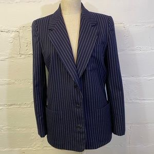 Vintage Womens Navy Pinstripe Blazer Size 8